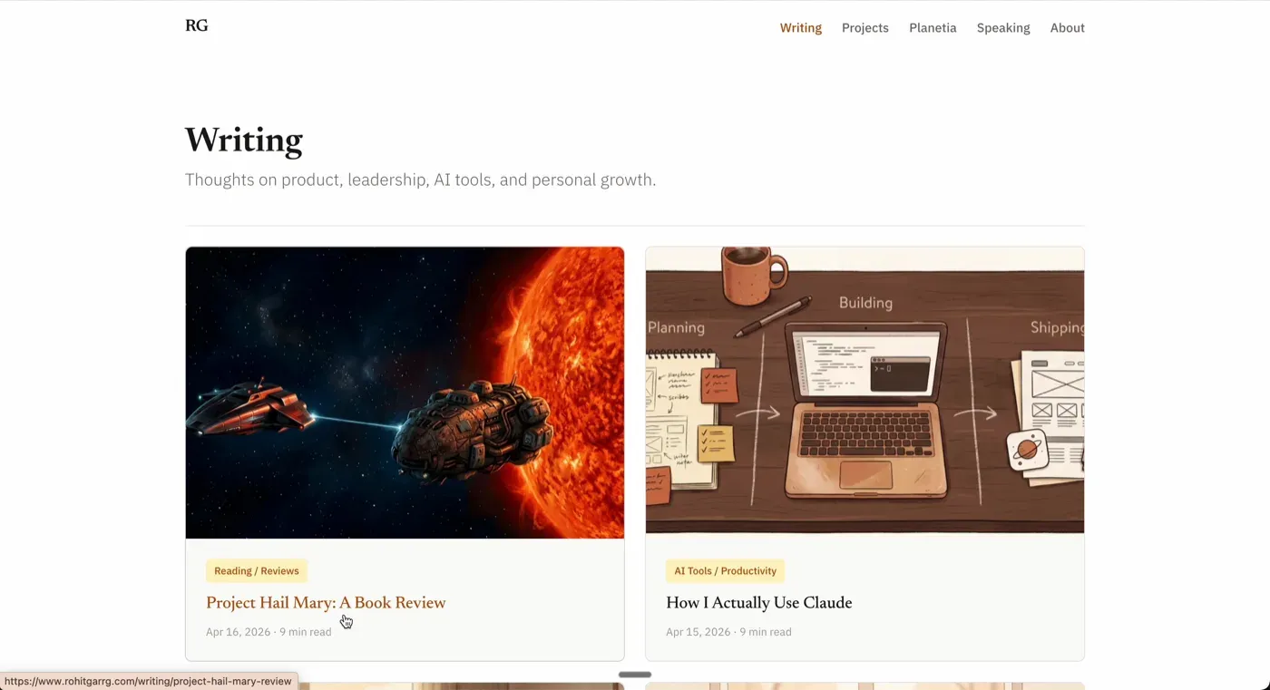 Old writing index page