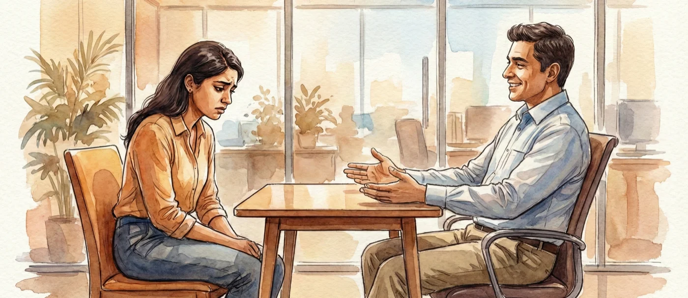 A calm feedback conversation between manager and team member